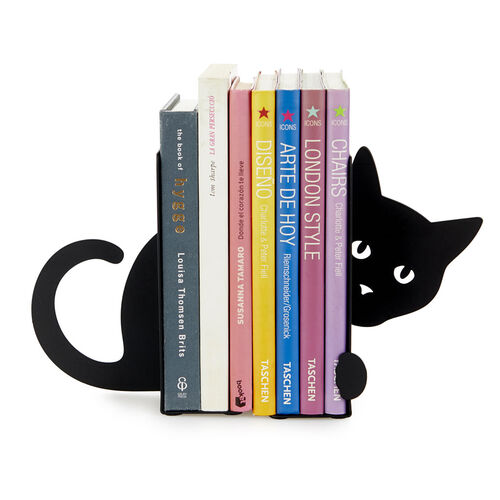 Sujeta libros gato  negro Balvi 