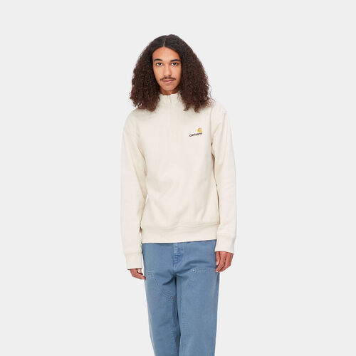 Sudadera Carhartt sin capucha Beige Half Zip American Script Sweatshirt Natural XS