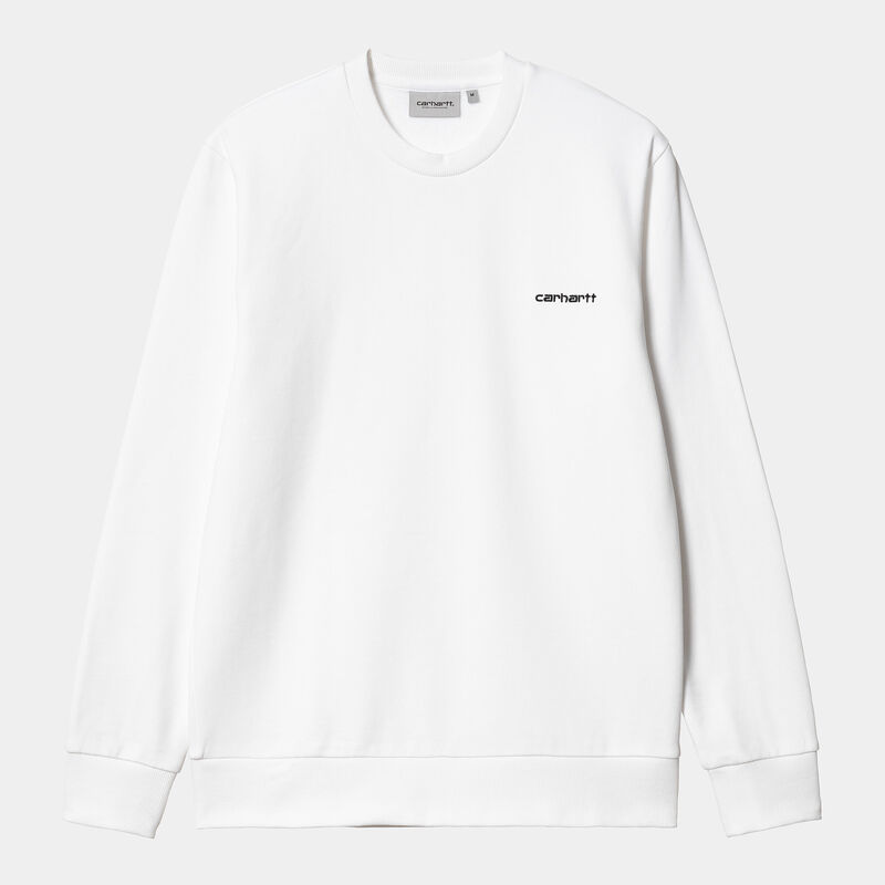 Carhartt Wip - Sudadera Para Hombre Blanca - Script Embroidery Sweatshirt