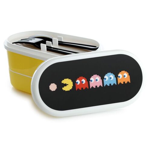Fiambrera Tper Bento con Compartimentos y Cubiertos Puckator- Videojuego Pac-Man TU