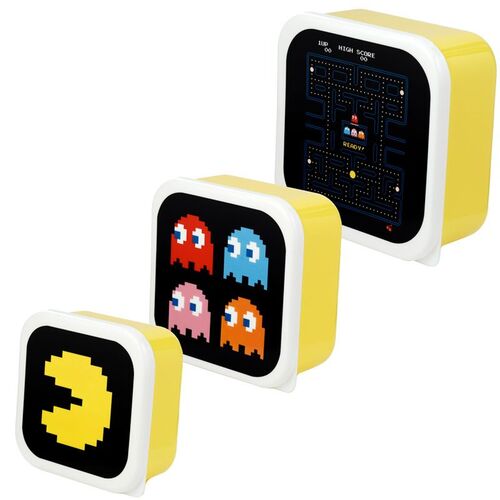 Set de 3 Fiambreras Tper Puckator - Videjuego Pac-Man - M/L/XL TU