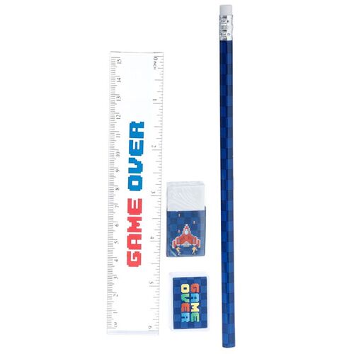 Libreta con Anillas y Estuche con 6 Artculos de Papelera Puckator - Game Over TU