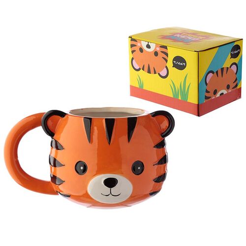 Taza de Cerámica 3D con Forma Puckator- Tigre Animales Adorables Adoramals TU