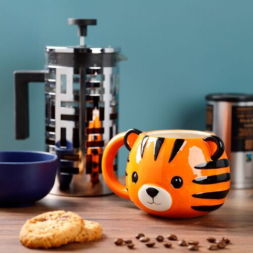 Taza de Cerámica 3D con Forma Puckator- Tigre Animales Adorables Adoramals TU