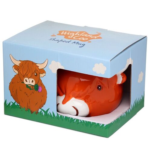 Taza de Cerámica 3D con Forma Puckator- Vaca Escocesa de las Highlands Coo TU