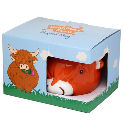 Taza de Cermica 3D con Forma Puckator- Vaca Escocesa de las Highlands Coo TU