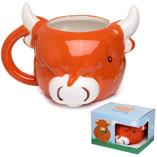 Taza de Cerámica 3D con Forma Puckator- Vaca Escocesa de las Highlands Coo TU