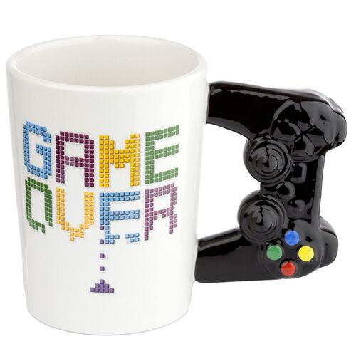 Taza de Cerámica Puckator- Asa con Forma de Mando Videojuegos Game Over TU