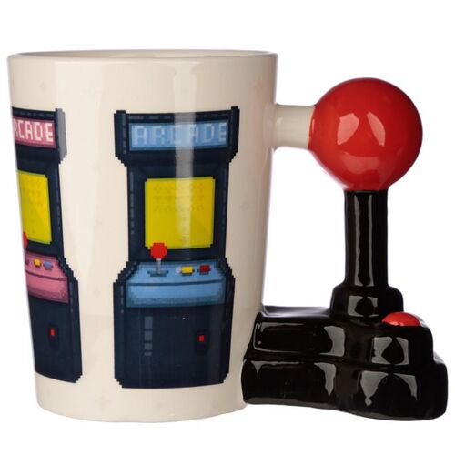 Taza de Cermica Puckator - Asa con Forma de Joystick y Arcade Game Over TU