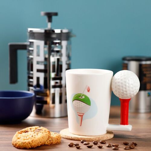 Taza de Cermica Puckator - Asa con Forma de Pelota de Golf y Tee TU