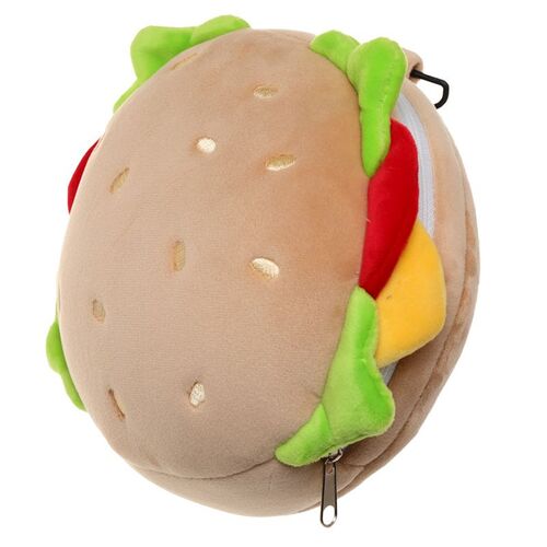 Almohada de viaje Puckator con Cremallera y Antifaz - Hamburguesa TU