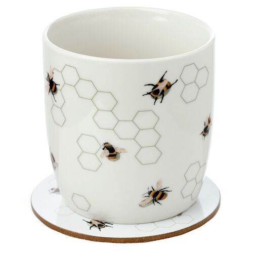 Taza de Porcelana y Posavasos Puckator - Abejas  TU