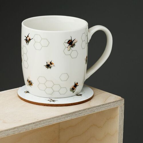 Taza de Porcelana y Posavasos Puckator - Abejas  TU