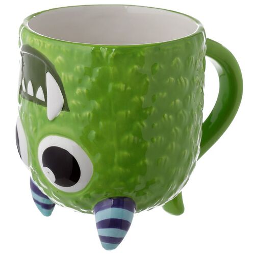 Tazón de Cerámica Puckator 3D con Forma - Monstruo Monstarz Verde del Revés TU