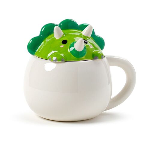 Taza de Cerámica Puckator con Tapa Dinosaurio Verde TU