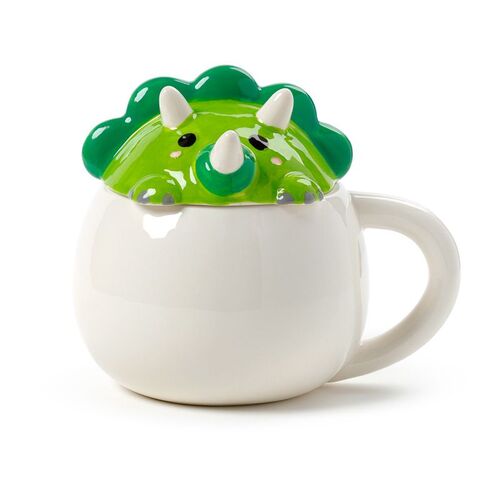 Taza de Cerámica Puckator con Tapa Dinosaurio Verde TU