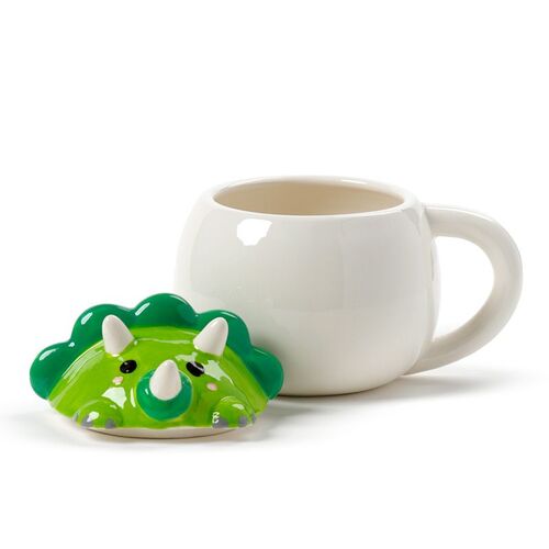 Taza de Cerámica Puckator con Tapa Dinosaurio Verde TU