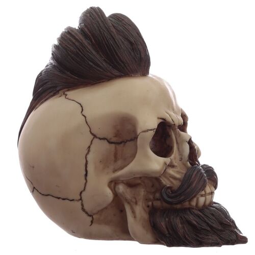 Calavera Decorativa Mohicano Hipster con Barba y Pelo Puckator TU