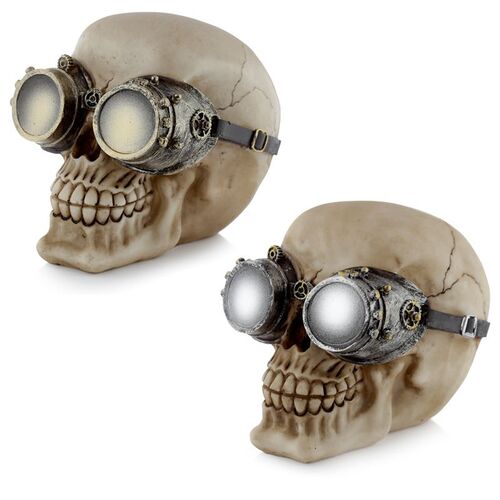 Figura Calavera Decorativa Estilo Steampunk con Gafas Puckator TU