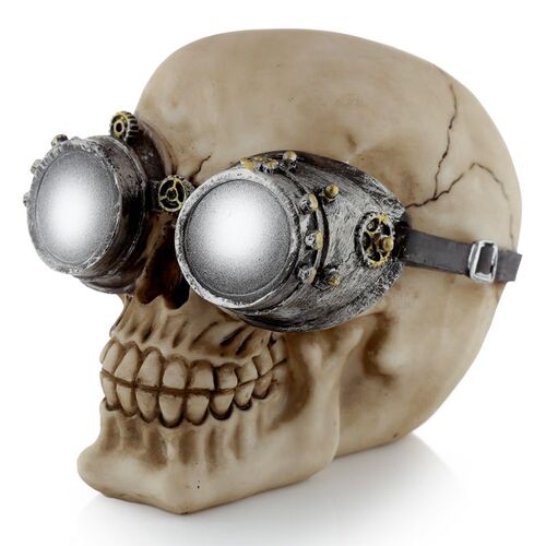 Figura Calavera Decorativa Estilo Steampunk con Gafas Puckator TU