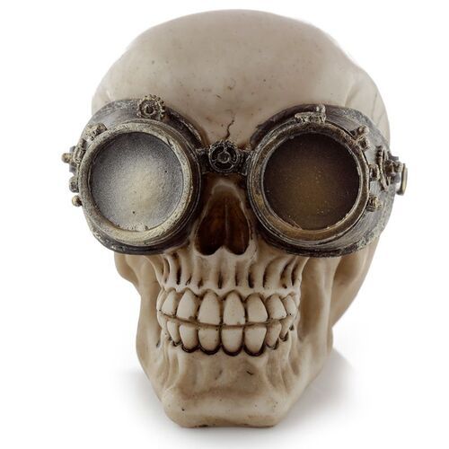 Figura Calavera Decorativa Estilo Steampunk con Gafas Puckator TU