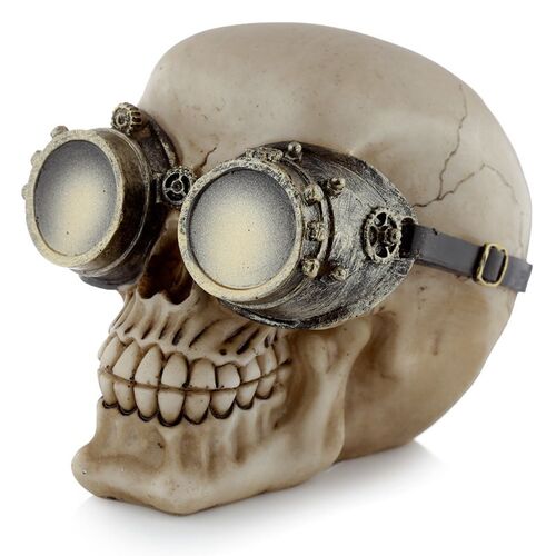 Figura Calavera Decorativa Estilo Steampunk con Gafas Puckator TU