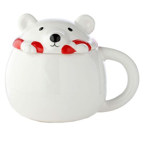 Taza de Cerámica con Tapa Oso Polar Puckator TU