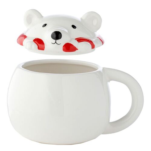 Taza de Cerámica con Tapa Oso Polar Puckator TU