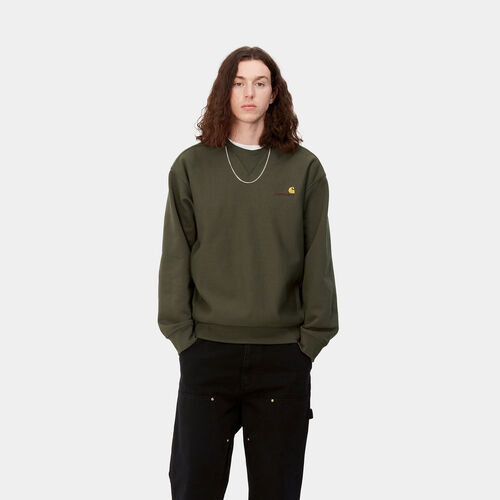 Sudadera Verde Carhartt American Script Sweatshirt Plant XS