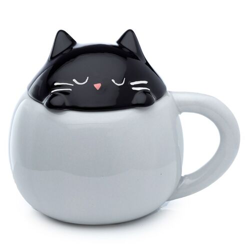 Taza de Cermica con Tapa Gato Puckator TU