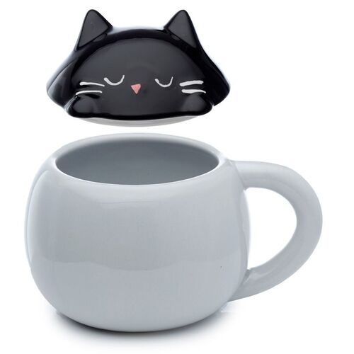 Taza de Cermica con Tapa Gato Puckator TU