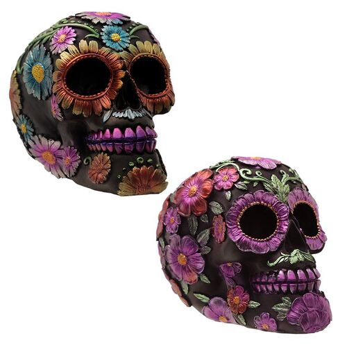 Figura Calavera Puckator Floral y Metlica  TU