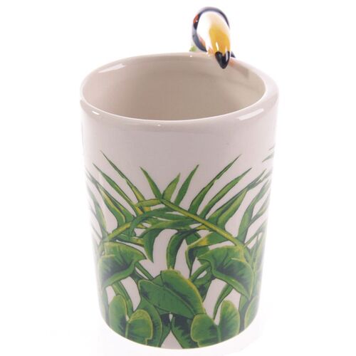 Taza de Cermica Asa con Forma de Tucn y Decoracin Jungla Puckator TU