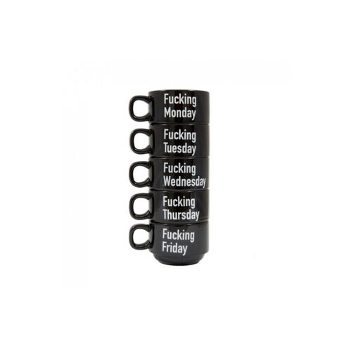 Set 5 tazas negras "Puta Semana" Fisura