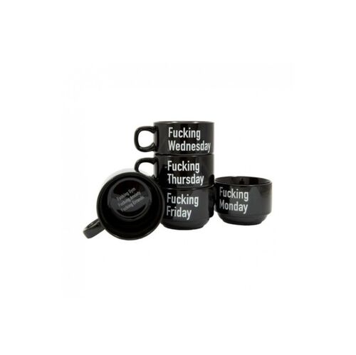 Set 5 tazas negras "Puta Semana" Fisura