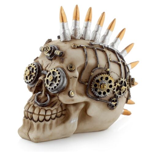 Figura Calavera  Estilo Steampunk con Cresta Mohicana Puckator 