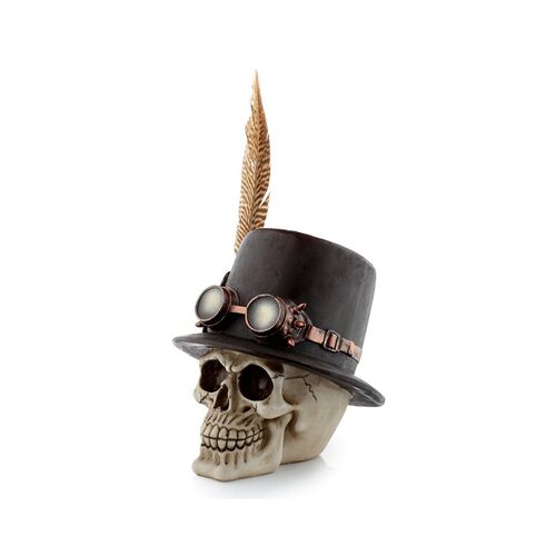 Figura de Calavera de Puckator con Sombrero de Pluma