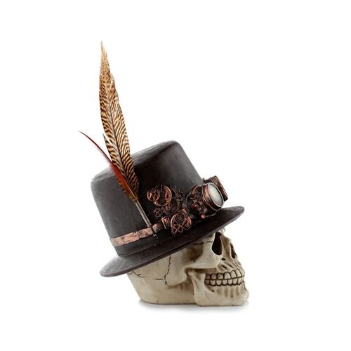 Figura de Calavera de Puckator con Sombrero de Pluma