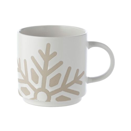 Taza Blanca de Puckator con Relieve Copo de Nieve 