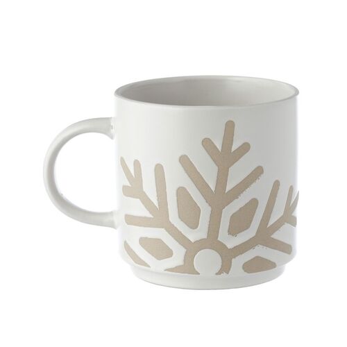 Taza Blanca de Puckator con Relieve Copo de Nieve 