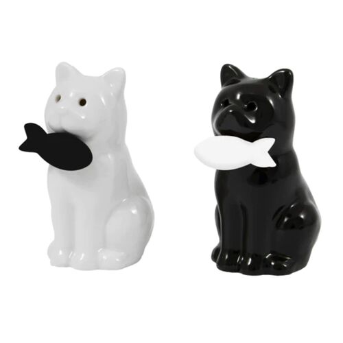 Salero y Pimentero Blanco y Negro Gatos Fisura 