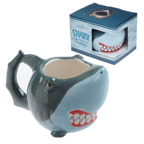 Taza de Cerámica 3D Puckator con Forma de Tiburón 
