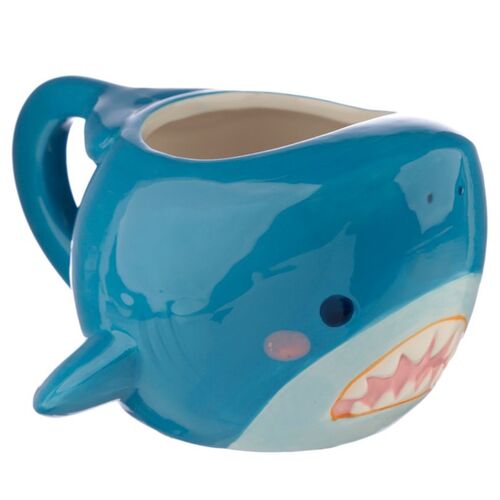 Taza de Cermica 3D Puckator con Forma Cabeza de Tiburn Azul