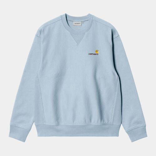 Sudadera Azul Carhartt American Script Sweatshirt Frosted Blue M