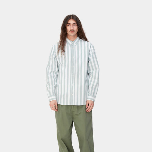 Camisa de Rayas Carhartt Verde Dillion Shirt Chervil M