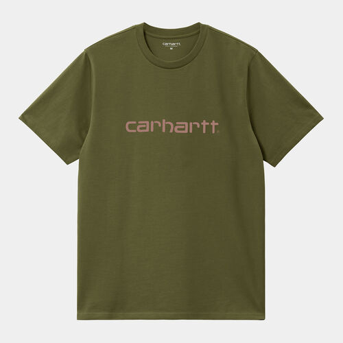 Camiseta Verde Carhartt Script T-Shirt Dundee/Glassy Pink M