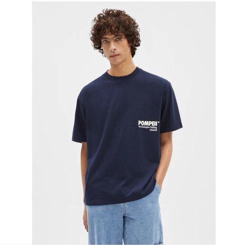 Camiseta Azul Pompeii Navy Boxy Graphic Tee S