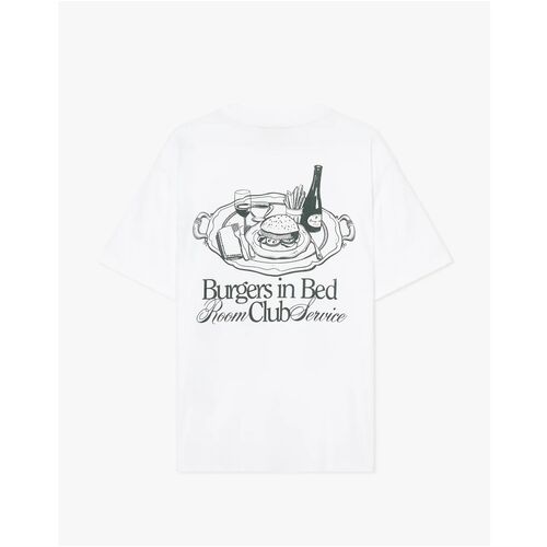 Camiseta Blanca Pompeii Burgers In Bed Graphic Tee S