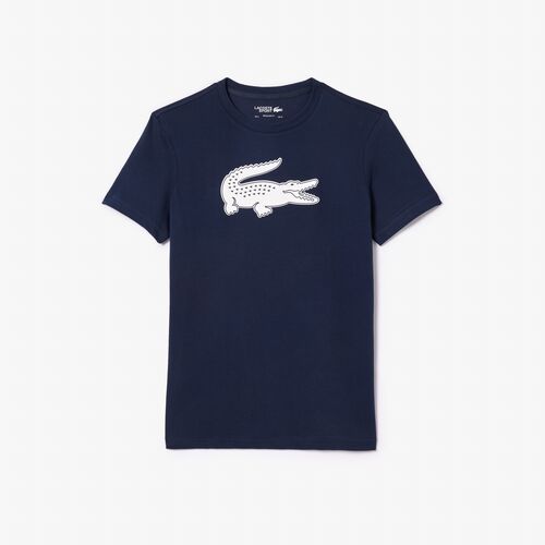 Camiseta Azul Lacoste Sport con Cocodrilo en 3D S