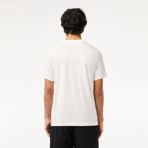 Camiseta Blanca Lacoste Sport con Cocodrilo Negro en 3D M